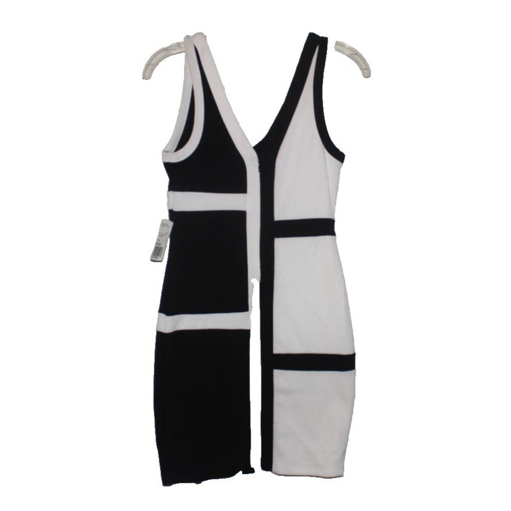 Forever 21 Sz M Knit Bodycon Black and Ivory Block Dress Sleeveless NWT - Picture 3 of 4